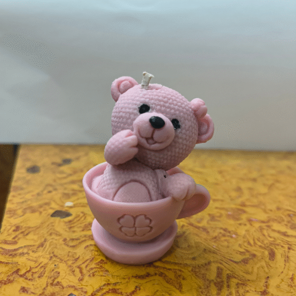 Teddy With Cup Candle