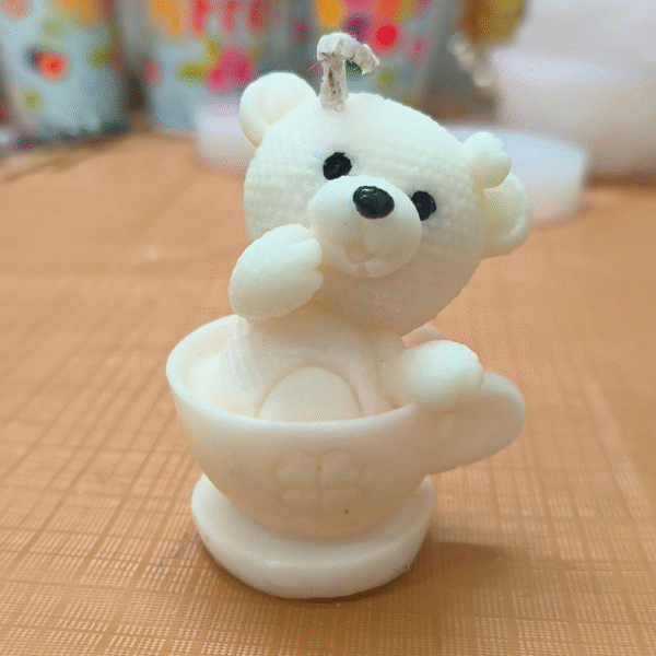 Teddy With Cup Candle