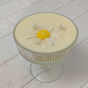 Martini Candle With Daisy Flower