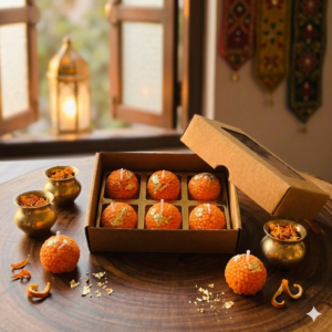 Motichoor Ladoo Scented Candle Pack of 6 – Saffron Fragrance | Festive Gift & Decor