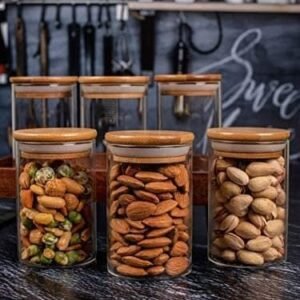 Glass Jar With Bamboo Lid Food Storage Container