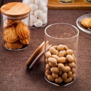 Glass Jar With Bamboo Lid Food Storage Container