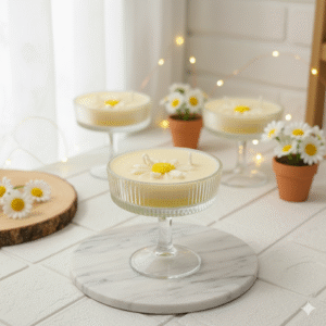 Martini Candle With Daisy Flower