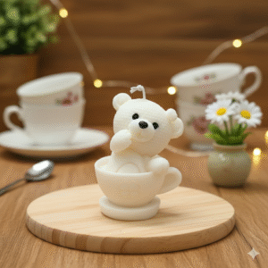 Teddy With Cup Candle