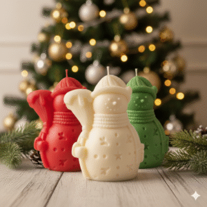 Broom Snowman Candle