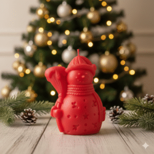 Broom Snowman Candle