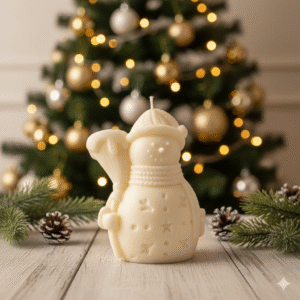 Broom Snowman Candle