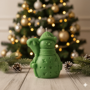 Broom Snowman Candle