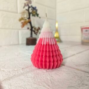 Scented Ribbed Christmas Tree Candle